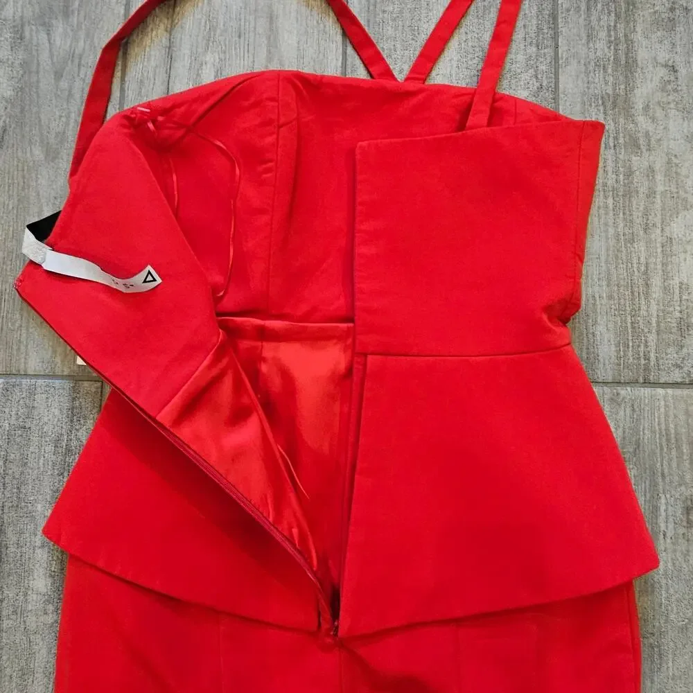 AQ/AQ Nielsen Peplum Mini Dress Women’s 4 Red‎ Structured Cocktail Dress NEW